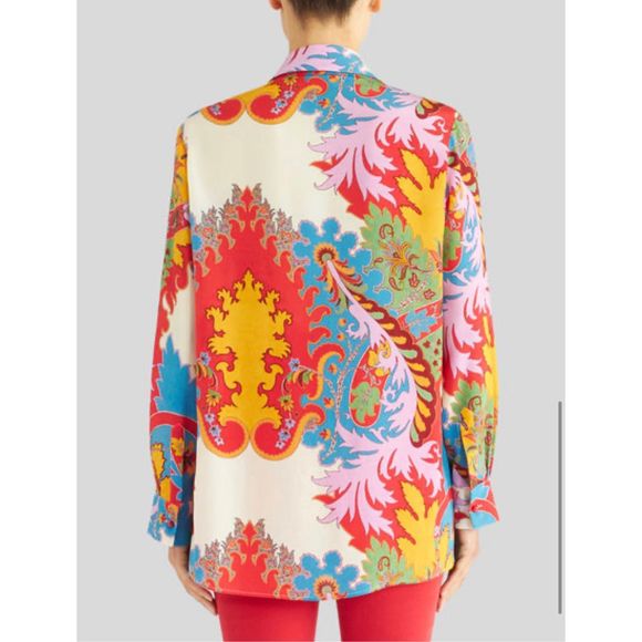 ETRO MULTI-COLOURED PAISLEY PRINT SILK SHIRT US 6 $1150 - Picture 2 of 10